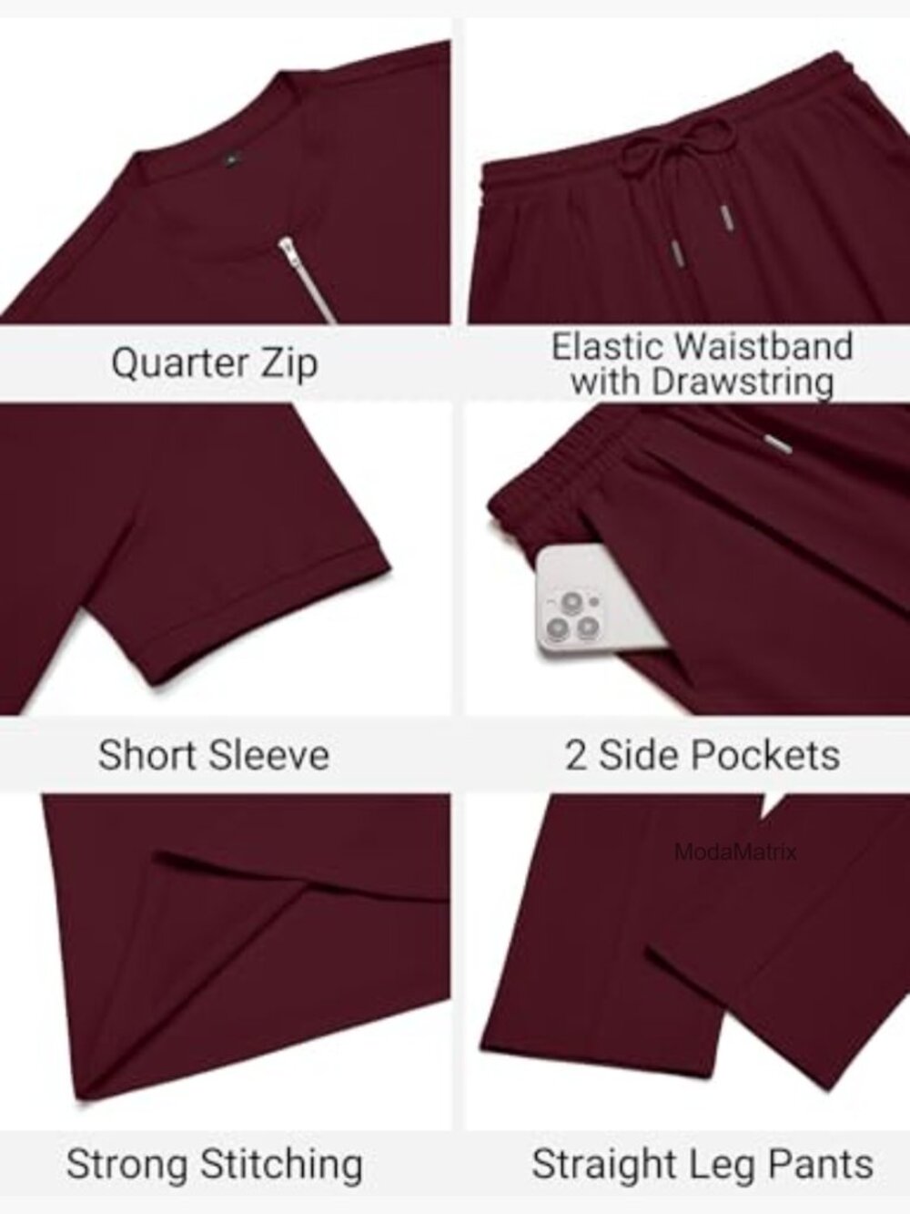 Mens Quarter Zip Polo and Jogger Set 2 Piece Summer Tracksuit - Picture 6 of 7